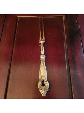 Vintage 1950's Stainless Steel Carving Fork with Finger Guard